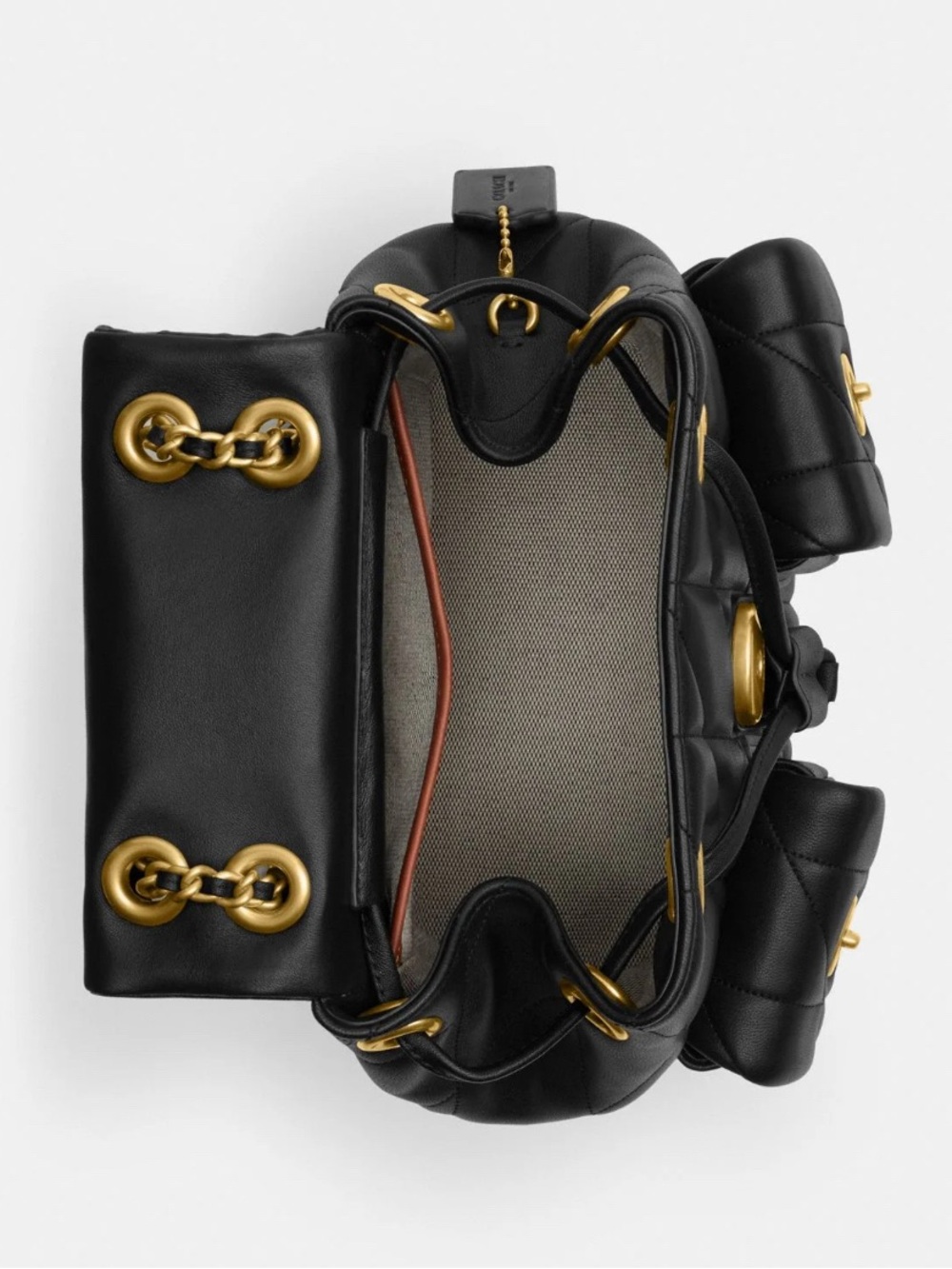 Coach Black Quilted Leather Backpack/ Crossbody with Gold Hardware Retail: $495 - Picture 11 of 15